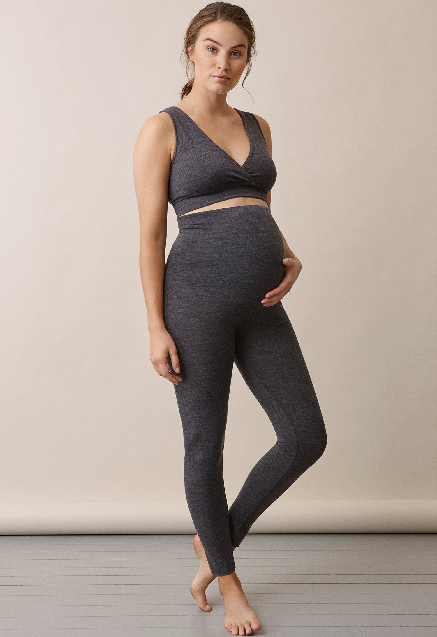 Maternity Wool Leggings Grey Melange Boob Design