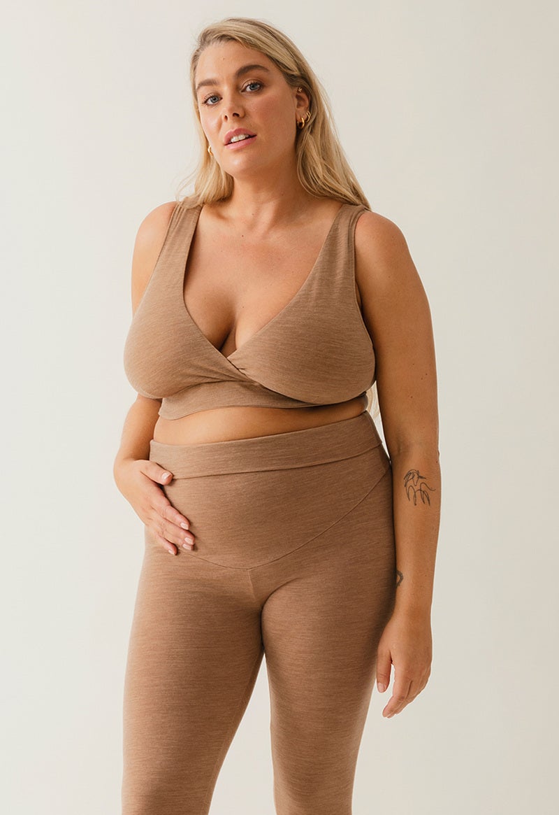 Merino Wool Nursing Bra Brown Melange Boob Design