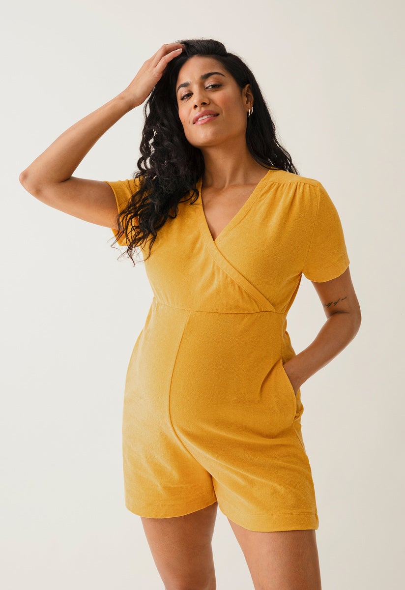 Terrycloth maternity playsuit - Sunflower