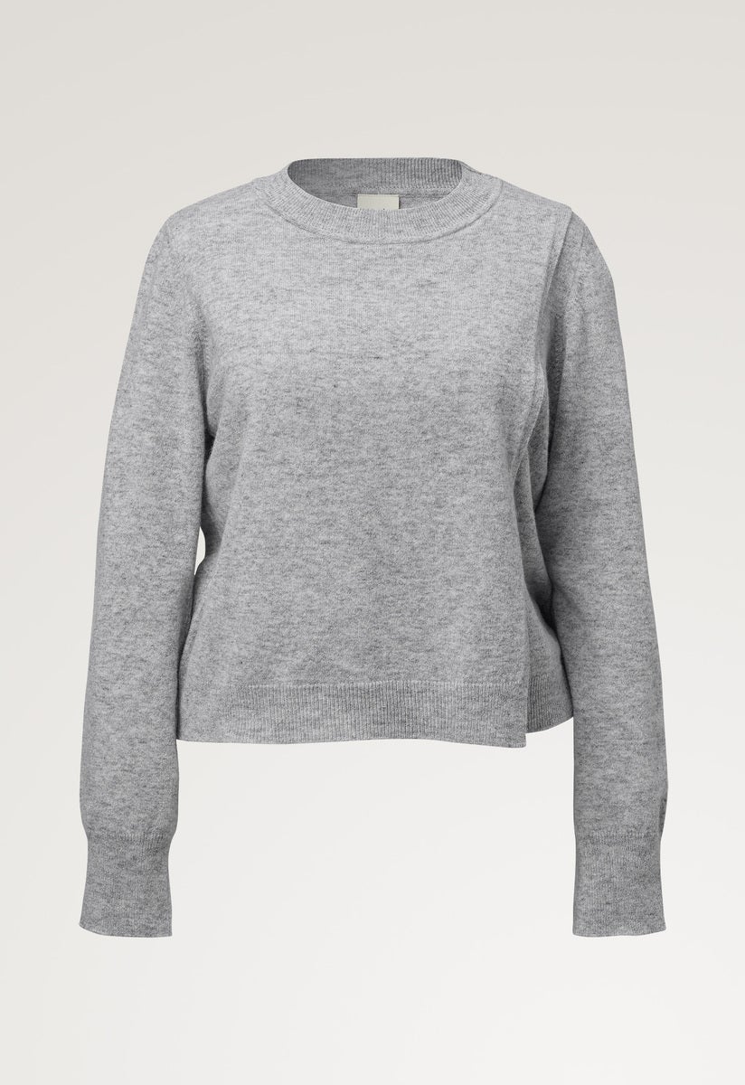 Knitted nursing sweater - Light Grey Melange
