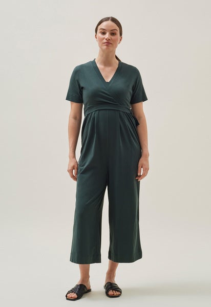 Maternity jumpsuit with nursing access - Deep Green