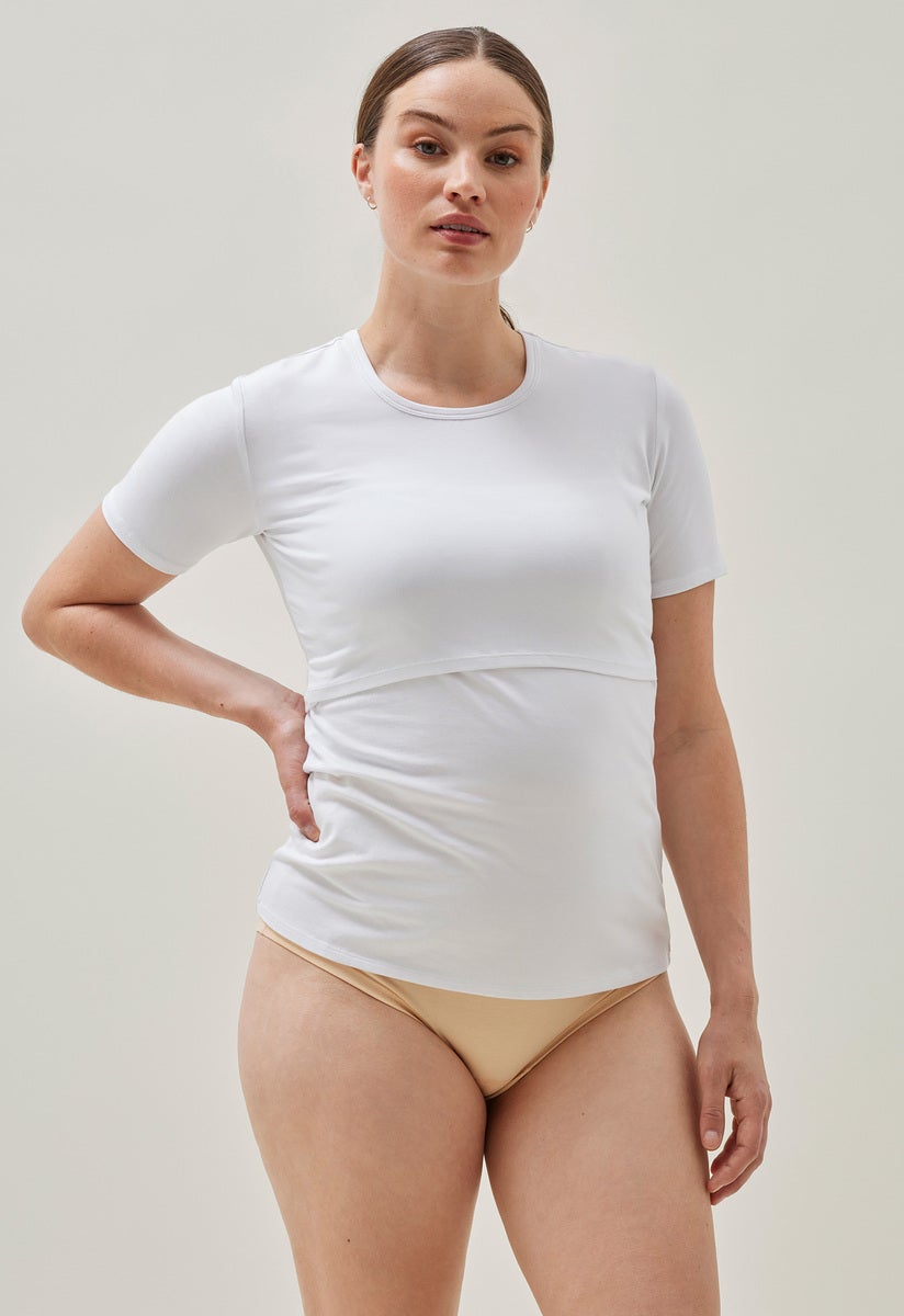 Essential nursing top short sleeve - White