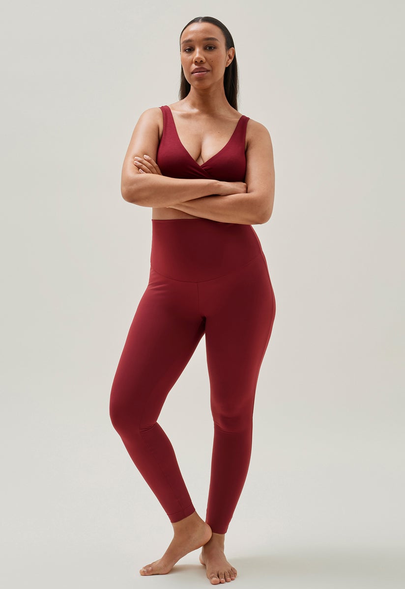 Maternity yoga leggings - Dark red