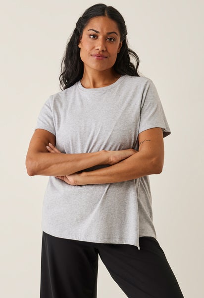 Maternity t-shirt with nursing access - Grey Melange