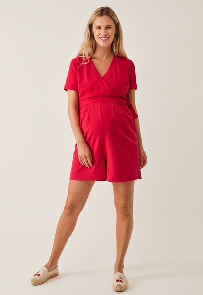 Maternity playsuit - French Red - S