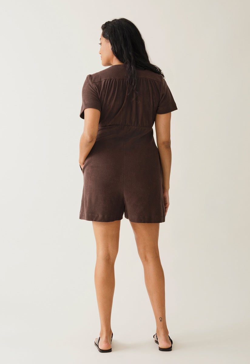 Terrycloth maternity playsuit - Brown