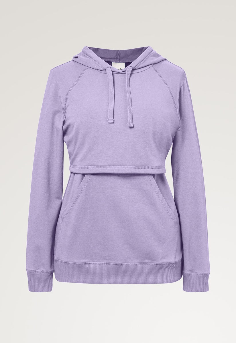 Fleece lined maternity hoodie with nursing access - Lilac
