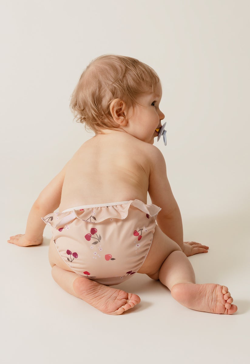 Swim Diaper with side buttons - Cherry frill