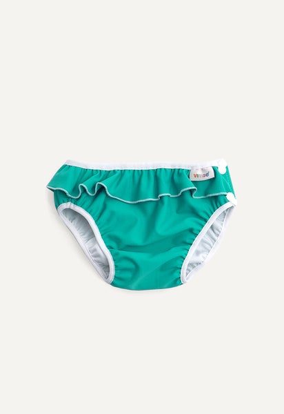 Swim Diaper with side buttons - Green Frill