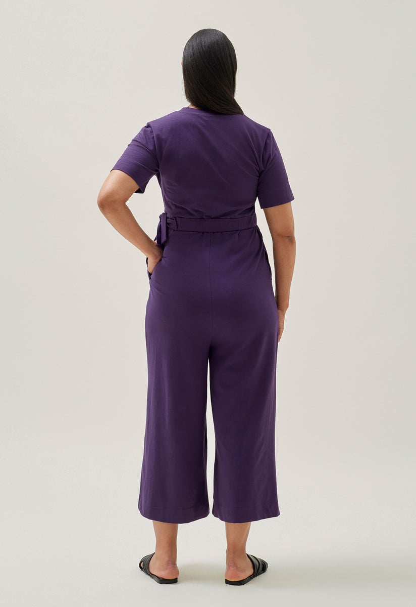 Maternity jumpsuit with nursing access - Purple