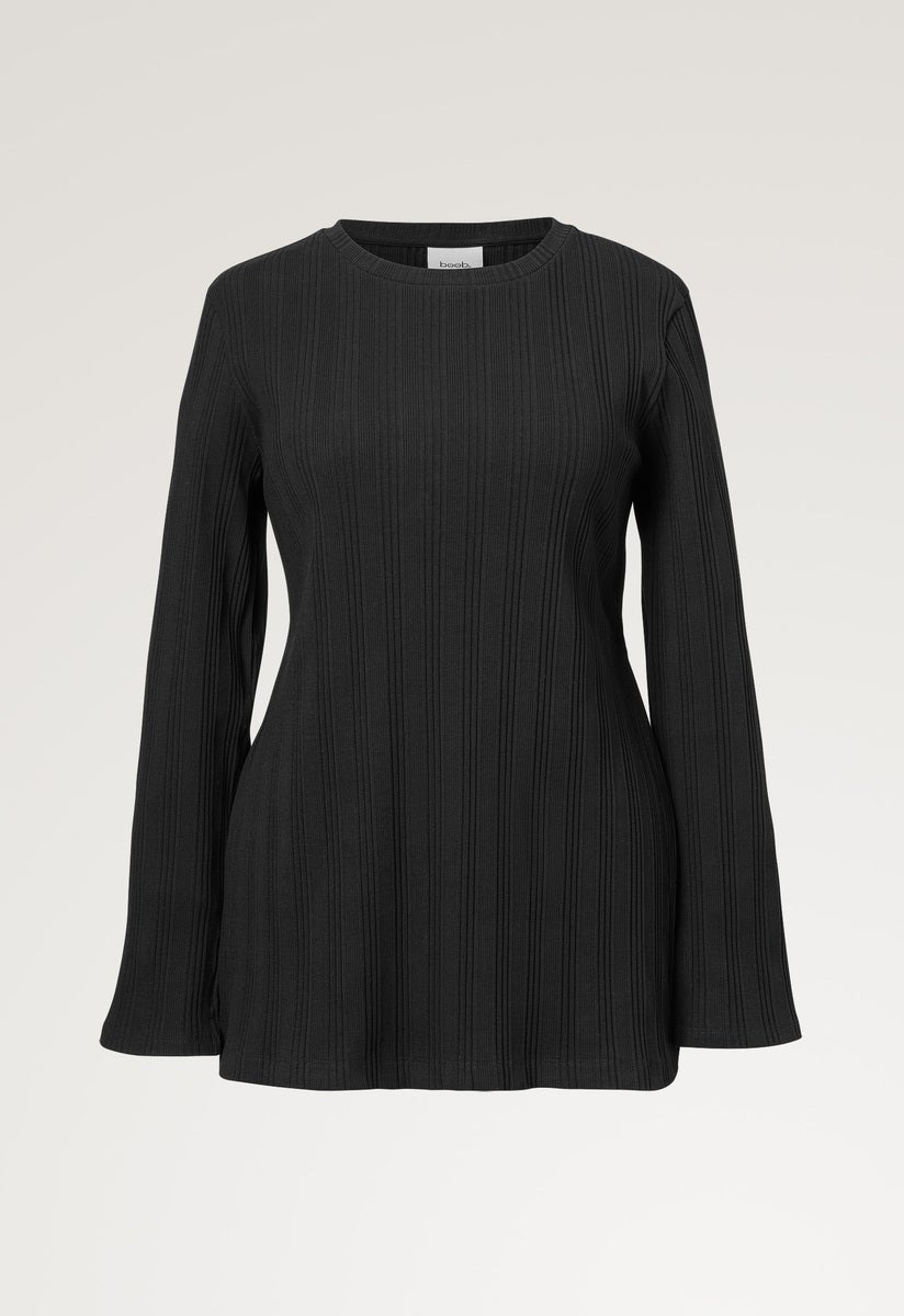 Ribbed maternity top - Black