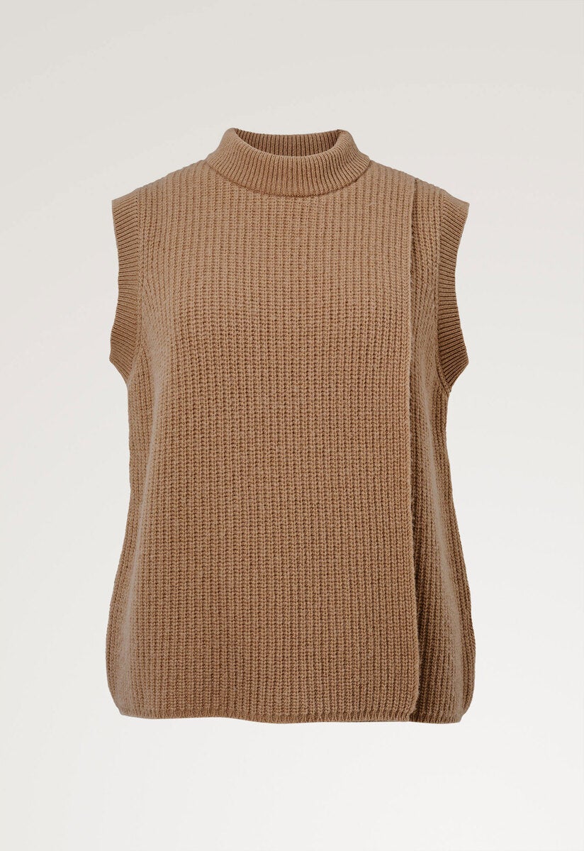 Wool vest with nursing access - Camel