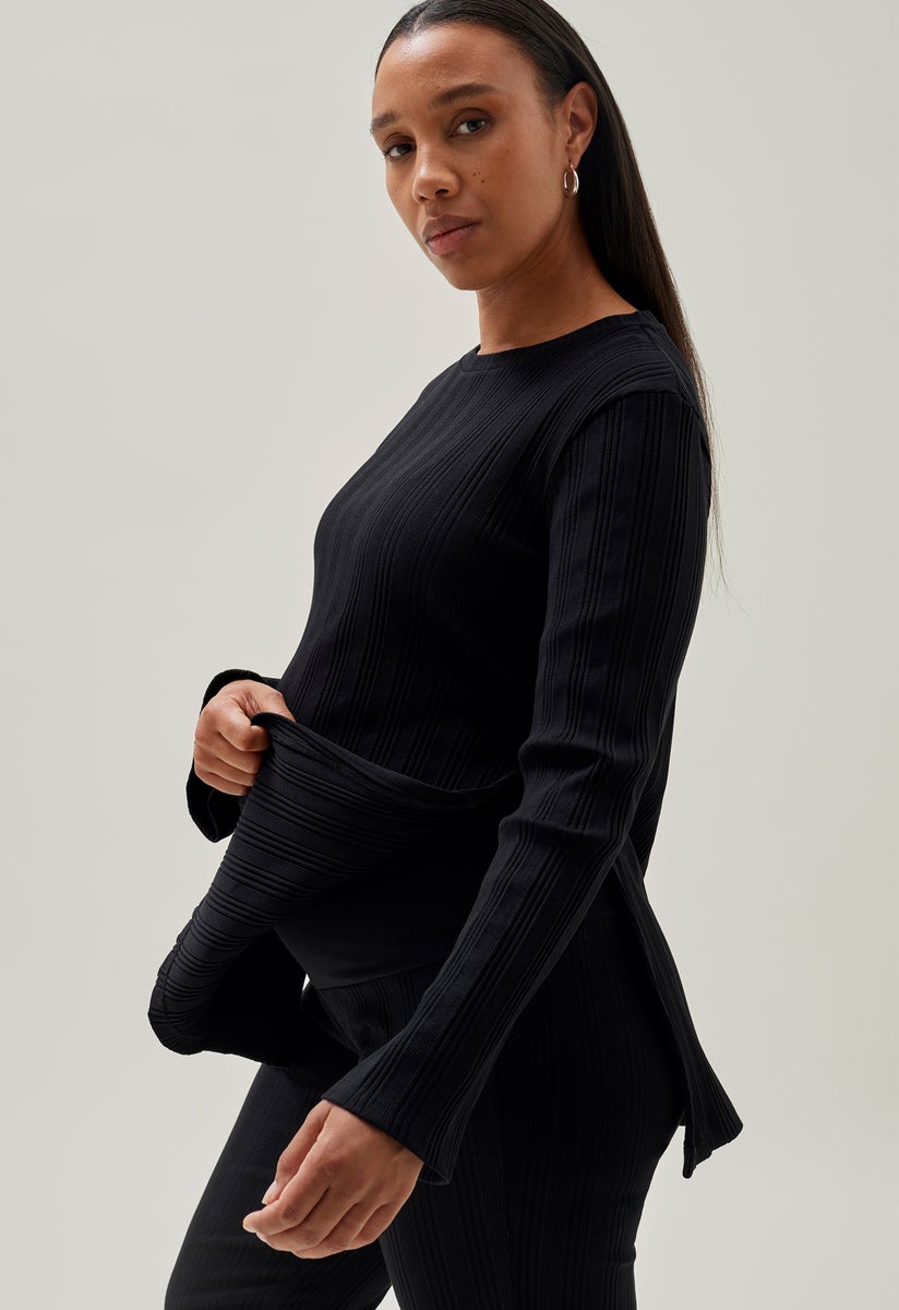 Ribbed maternity top - Black