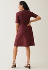 A shaped nursing dress short sleeve - Dark Red