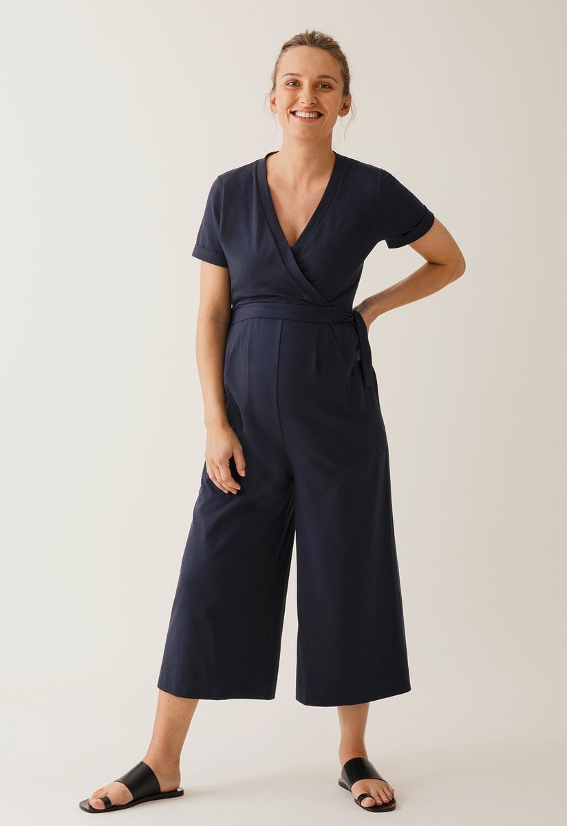 Maternity jumpsuit with nursing access - Midnight Blue