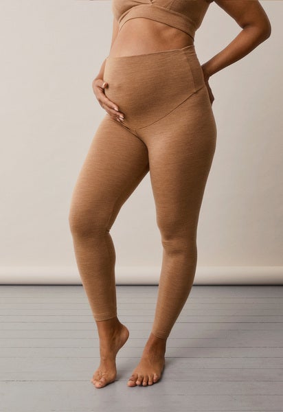 Maternity wool leggings - Brown Melange
