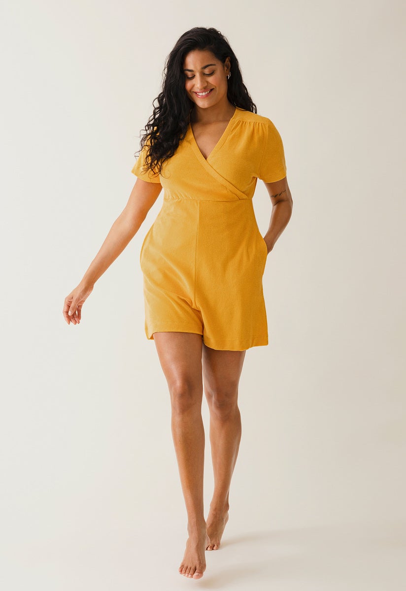 Terrycloth maternity playsuit - Sunflower