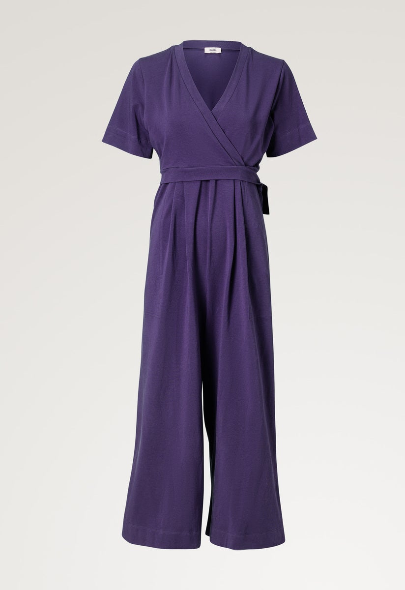 Maternity jumpsuit with nursing access - Purple