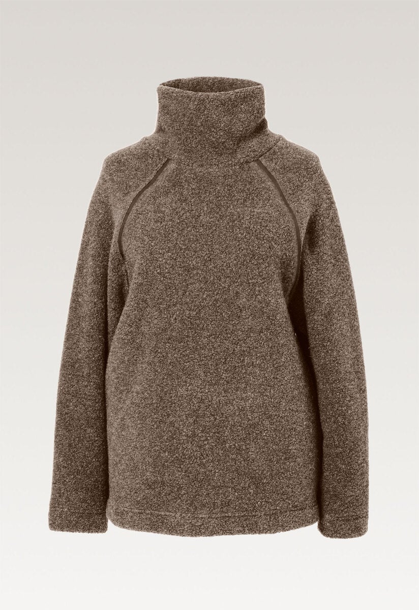 Wool pile sweater - Brown Grey Melange