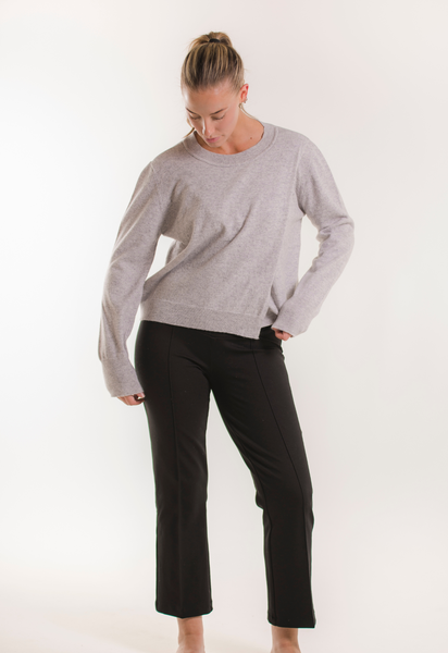 Knitted nursing sweater - Light Grey Melange