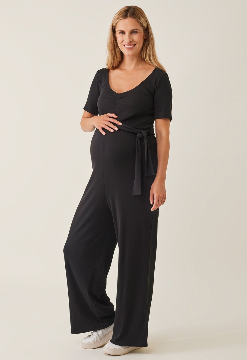 Ribbed maternity jumpsuit - Black