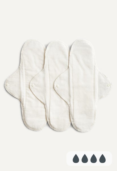 Reusable Sanitary Pads - Night - White - 3-pack