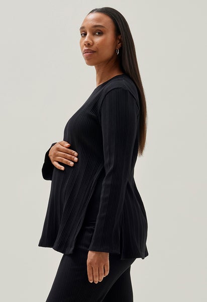 Ribbed maternity top - Black