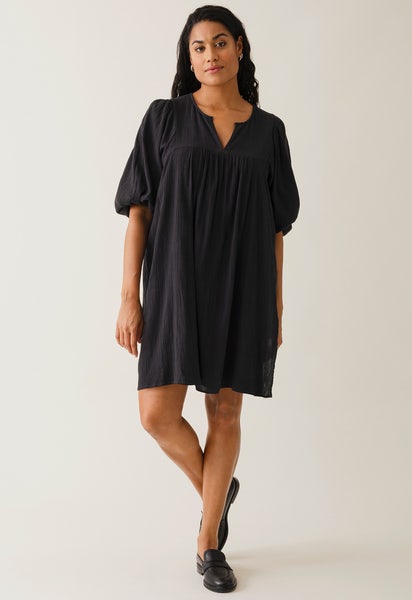 Boho maternity mini dress - Black