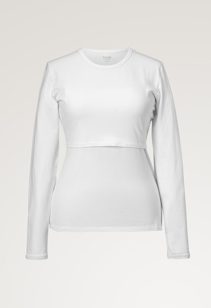 Essential nursing top long sleeve - White