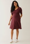 A shaped nursing dress short sleeve - Dark Red