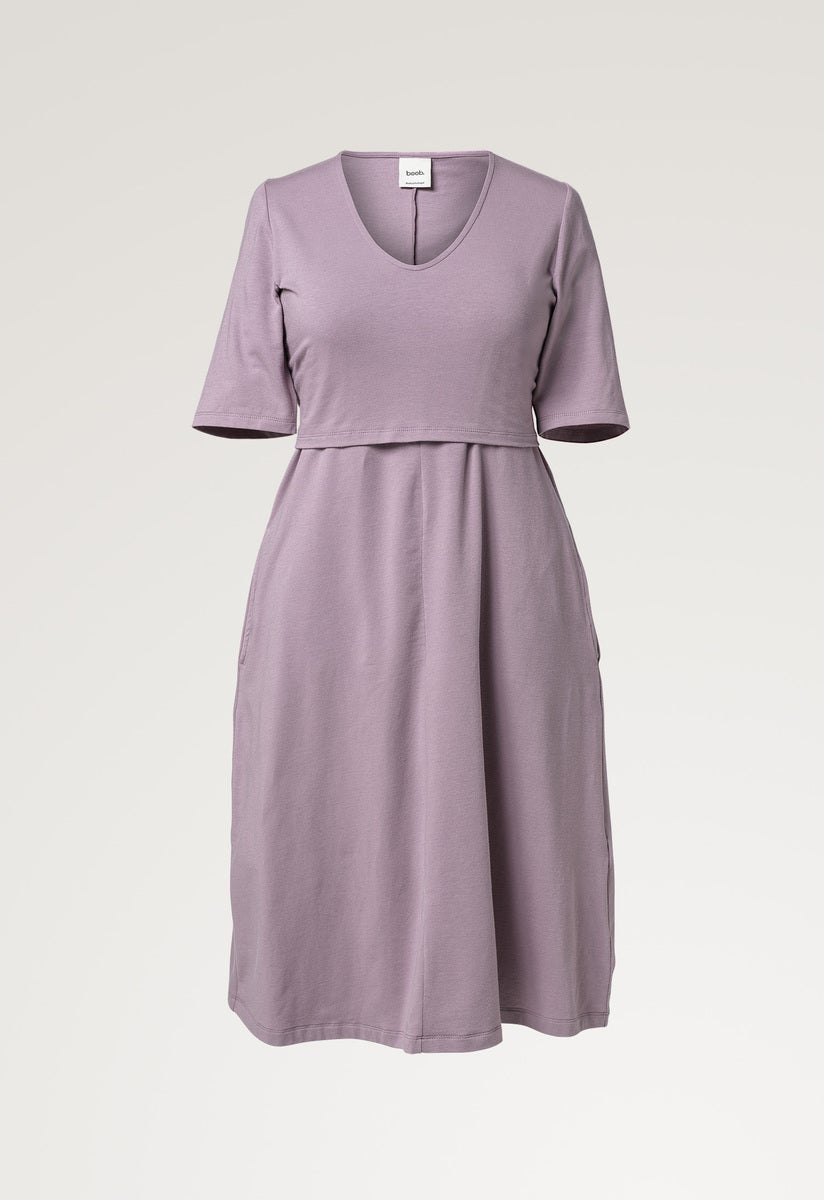 A shaped nursing dress short sleeve - Lavender