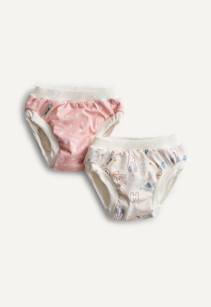 Trainer pants for potty training - Pink Dots - White Teddy