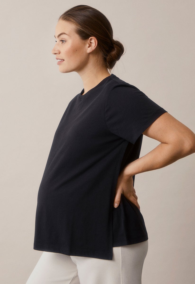 Maternity t-shirt with nursing access - Black