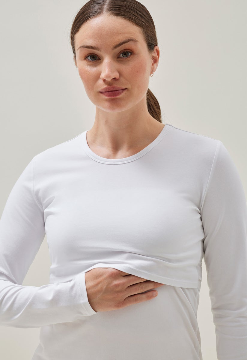 Essential nursing top long sleeve - White