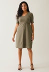 A shaped nursing dress short sleeve - Khaki Green
