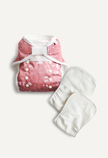 Diaper Cover and inserts - All in Two - Pink Teddy