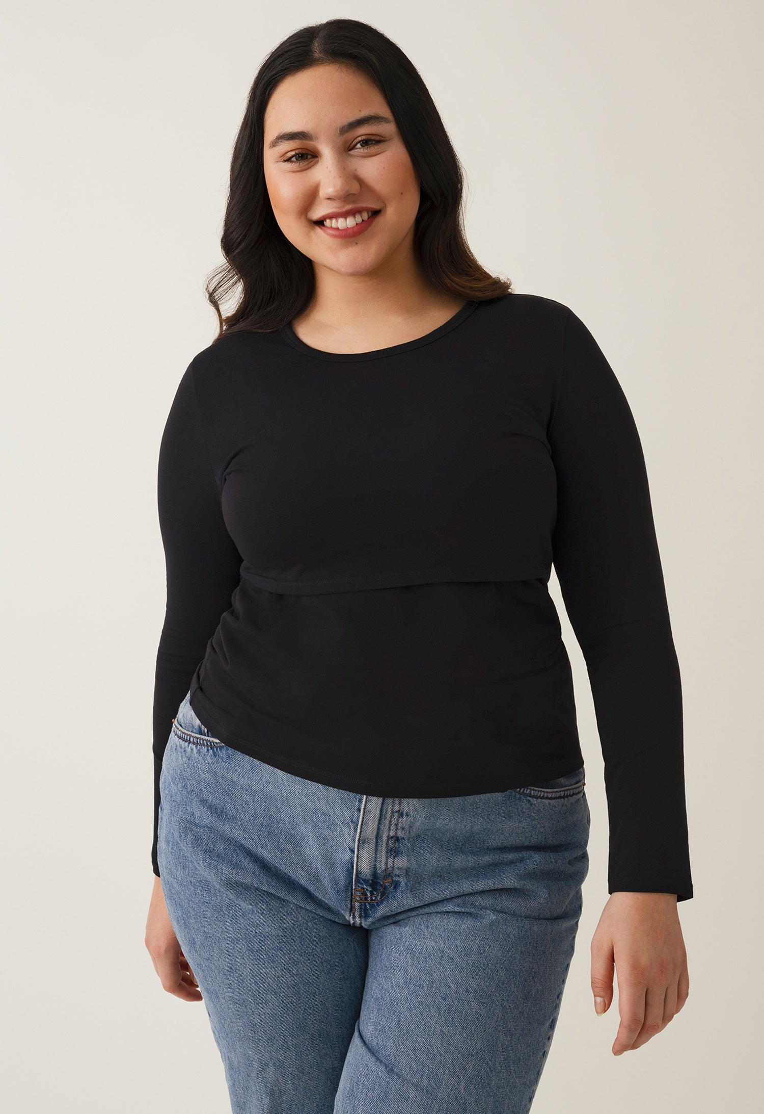 Long sleeve nursing top - Black