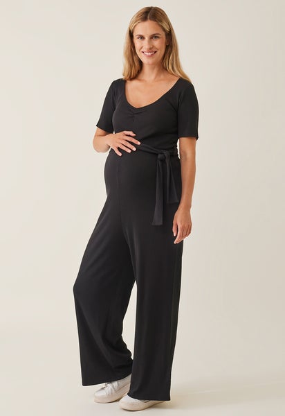 Ribbed maternity jumpsuit - Black - S