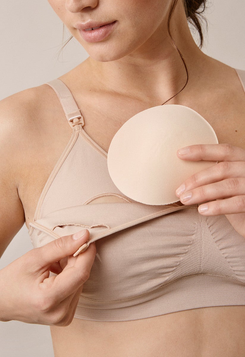 Seamless nursing bra with pads - Beige