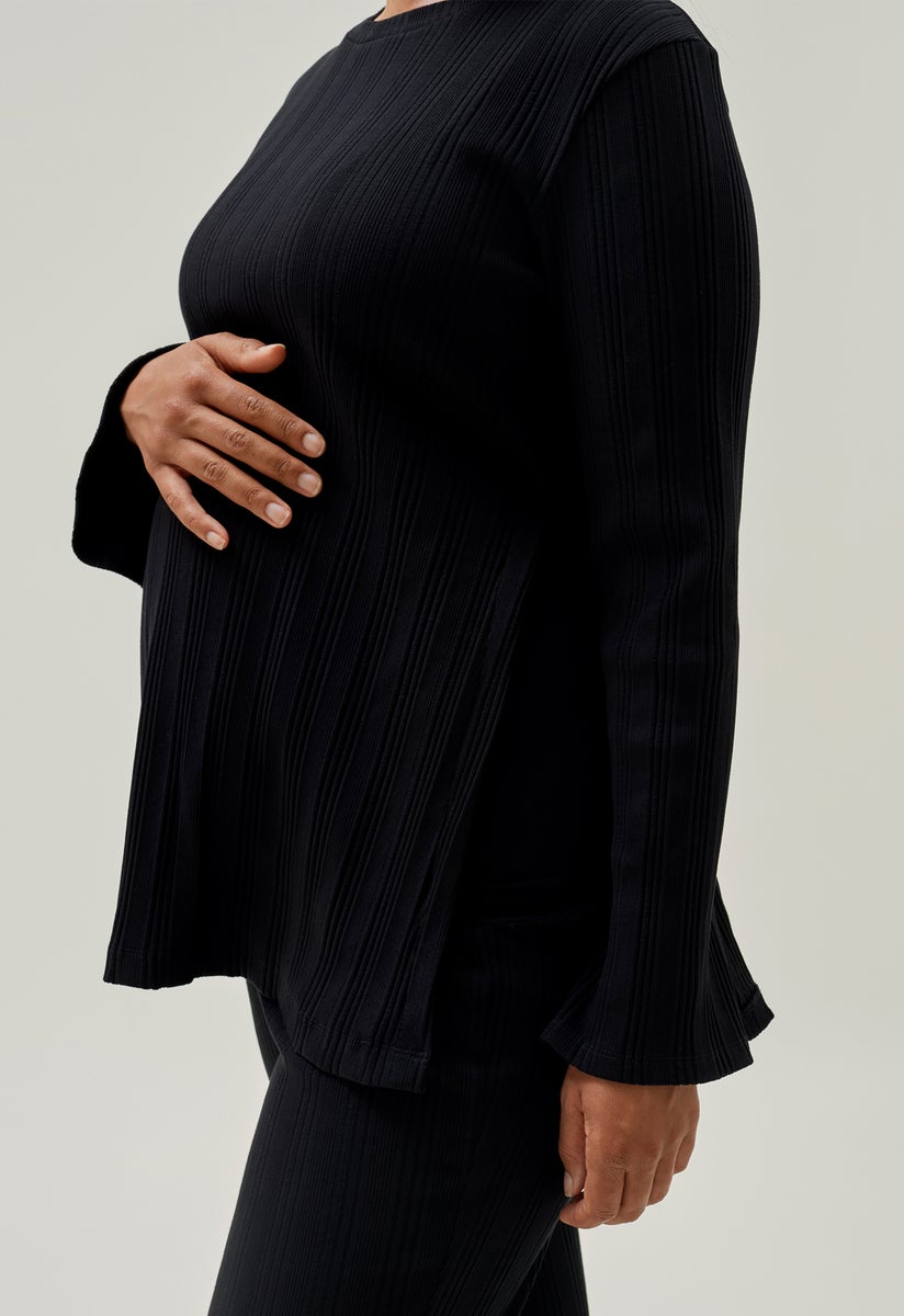 Ribbed maternity top - Black