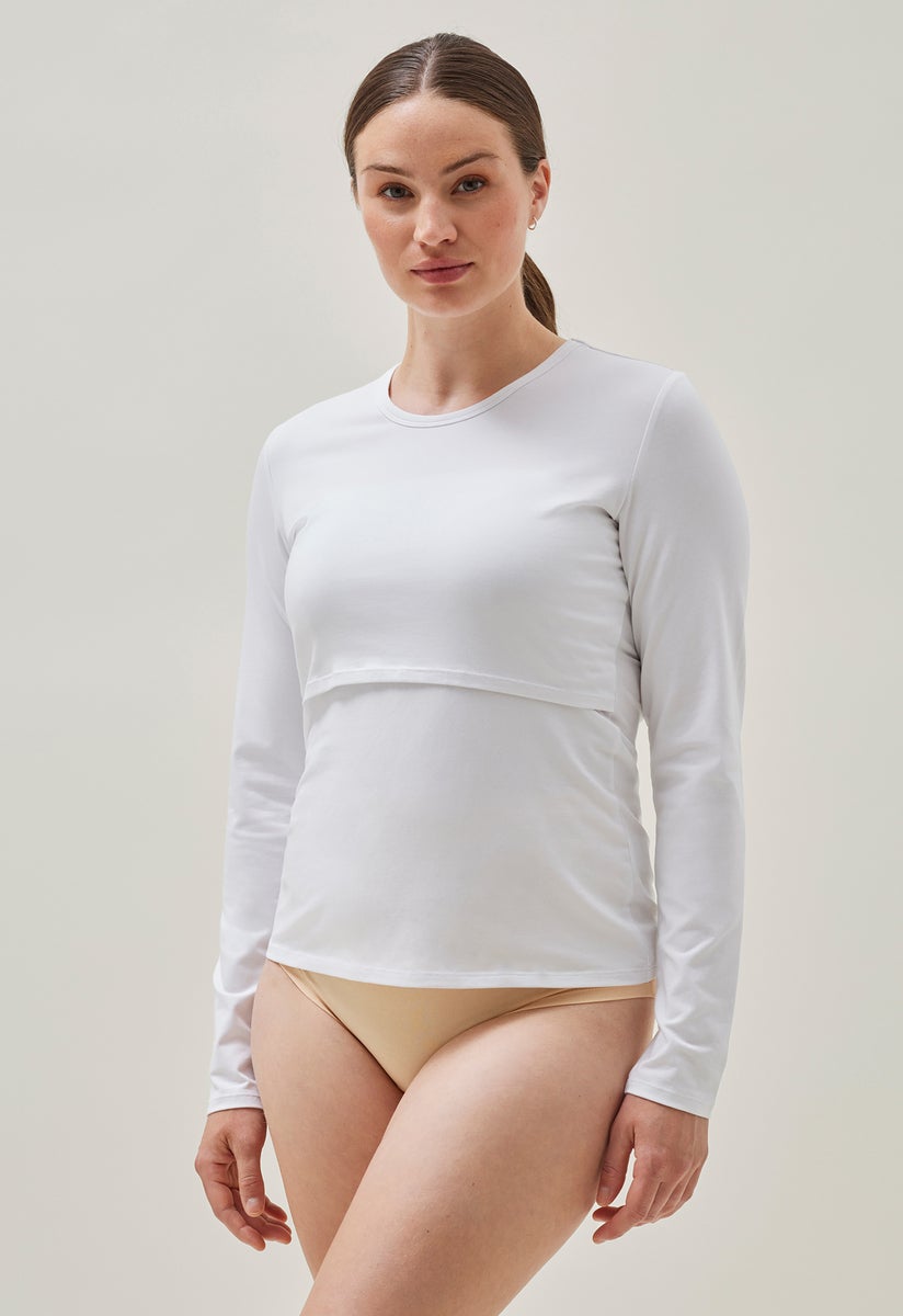 Essential nursing top long sleeve - White