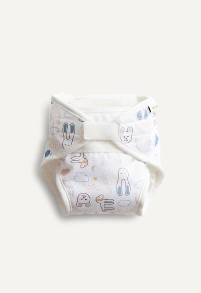Cloth Diaper - All in One - White Teddy