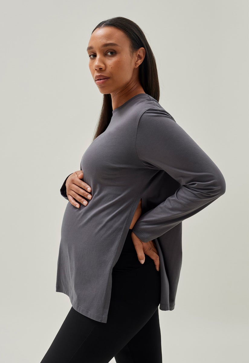 Maternity t-shirt long sleeve - Washed grey 