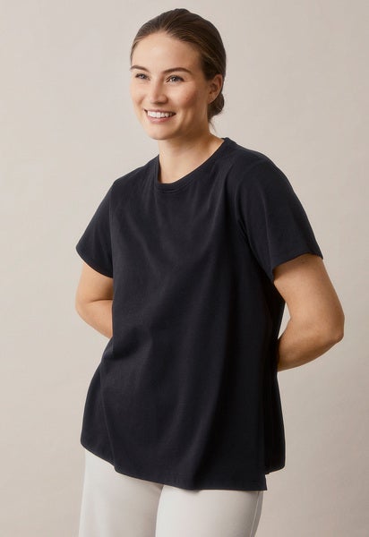 Maternity t-shirt with nursing access - Black