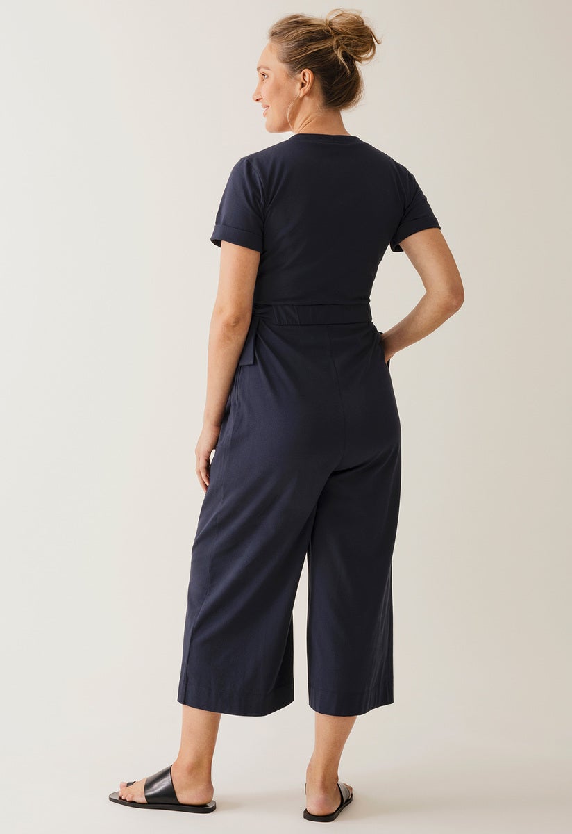 Maternity jumpsuit with nursing access - Midnight Blue
