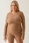 Merino Wool Nursing Top Long Sleeve - Brown Melange
