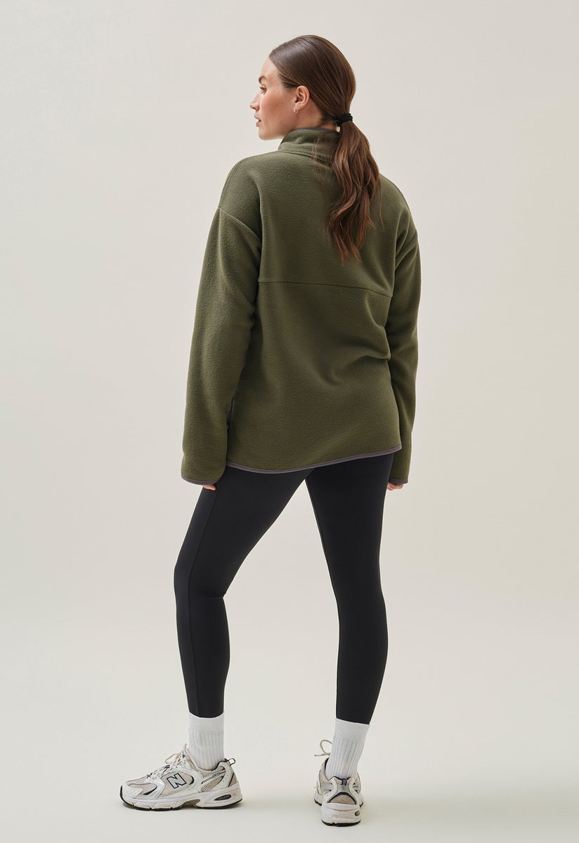 Fleece sweater with nursing access - Green Olive