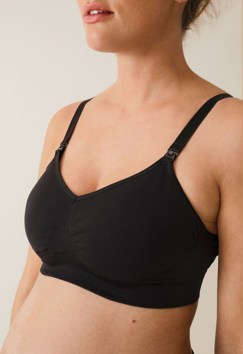 Seamless nursing bra with pads - Black