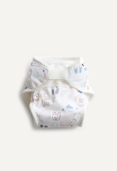 Cloth Diaper Cover for Terry Diaper - White Teddy