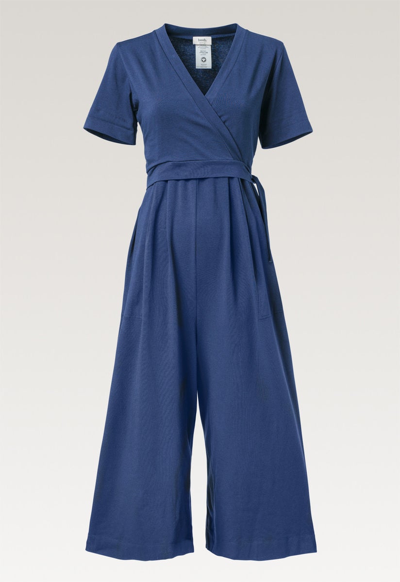 Maternity jumpsuit with nursing access - Blue